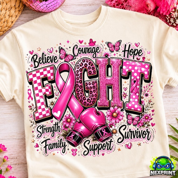 Breast Cancer Awareness PNG, Graffiti Style Pink Ribbon Design, Survivor Warrior Sublimation PNG, Cancer Support Digital Download