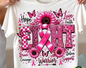 Breast Cancer Awareness PNG, Graffiti Style Pink Ribbon Design, Survivor Warrior Digital Download, Sublimation PNG for Shirts & Crafts