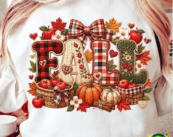 Fall Patchwork Letters PNG, Cozy Autumn Sublimation Design, Pumpkin Plaid Fall Word PNG, Thanksgiving Shirt, Mug Design, Cozy Gift