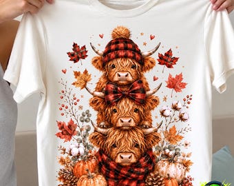 Highland Cow Fall PNG, Autumn Pumpkin Cow PNG, Leopard Print Highland Cow, Coquette Bow Cow Clipart, Cute Western Sublimation Design