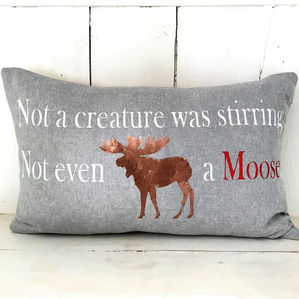 Moose pillow, christmas pillows, rustic holiday, rustic christmas,  holiday decor, moose, cabin pillows, burlap christmas, lodge decor