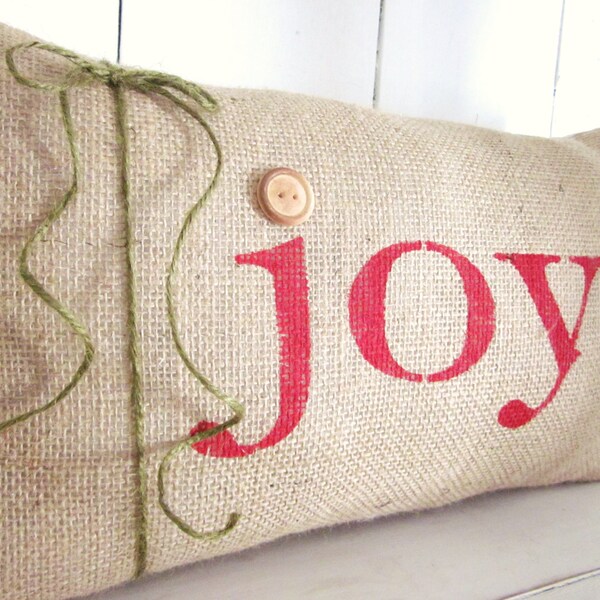 Christmas pillows, holiday decor, joy pillow, burlap pillows, decorative pillows, farmhouse style, rustic pillows, joy