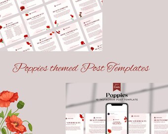 Romantic Poppy Aesthetic: Editable Templates for Canva