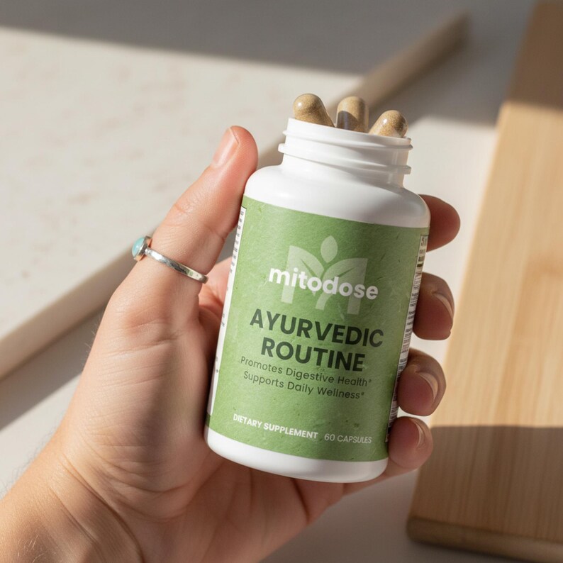 Cápsulas Ayurvédicas Complejo Suplemento Herbal de Rutina, Green Botanicals, Ashwagandha Shilajit, Ritual de Bienestar para la Salud Digestiva imagen 4