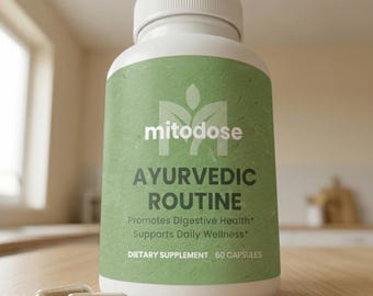 Supplément complexe de routine à base de plantes ayurvédiques, plantes vertes, shilajit d'ashwagandha, rituel bien-être pour la santé digestive