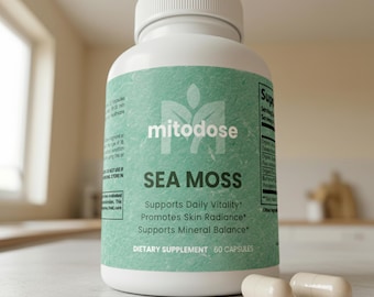 Complexe de gélules de mousse de mer biologique : supplément de mousse d'Irlande, fucus vésical, racine de bardane, vitalité et soutien minéral