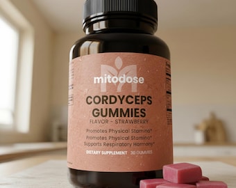 Supplément Cordyceps gommeux aux champignons, concentration énergétique fraise nootropique Endurance physique Clarté mentale