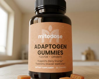 Suplemento adaptógeno, gomitas nootrópicas de hongos, sabor a naranja, melena de león, chaga, energía, concentración, apoyo inmunológico.