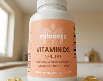 Supplément de vitamine D3 2 000 UI, gélules jaunes de vitamine D3 Cholécalciférol Santé des os et des muscles Vitalité saisonnière