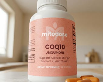 Supplément naturel de coenzyme Q10 Ubiquinone | Capsules de COQ10 Énergie cellulaire pour la santé cardiaque, soutien anti-âge