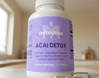 Complément détox d'açaï, gélules de psyllium | Mélange antioxydant de baies | Cosses et chlorella | Rituel de nettoyage naturel du côlon