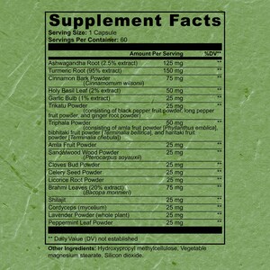 Cápsulas Ayurvédicas Complejo Suplemento Herbal de Rutina, Green Botanicals, Ashwagandha Shilajit, Ritual de Bienestar para la Salud Digestiva imagen 3