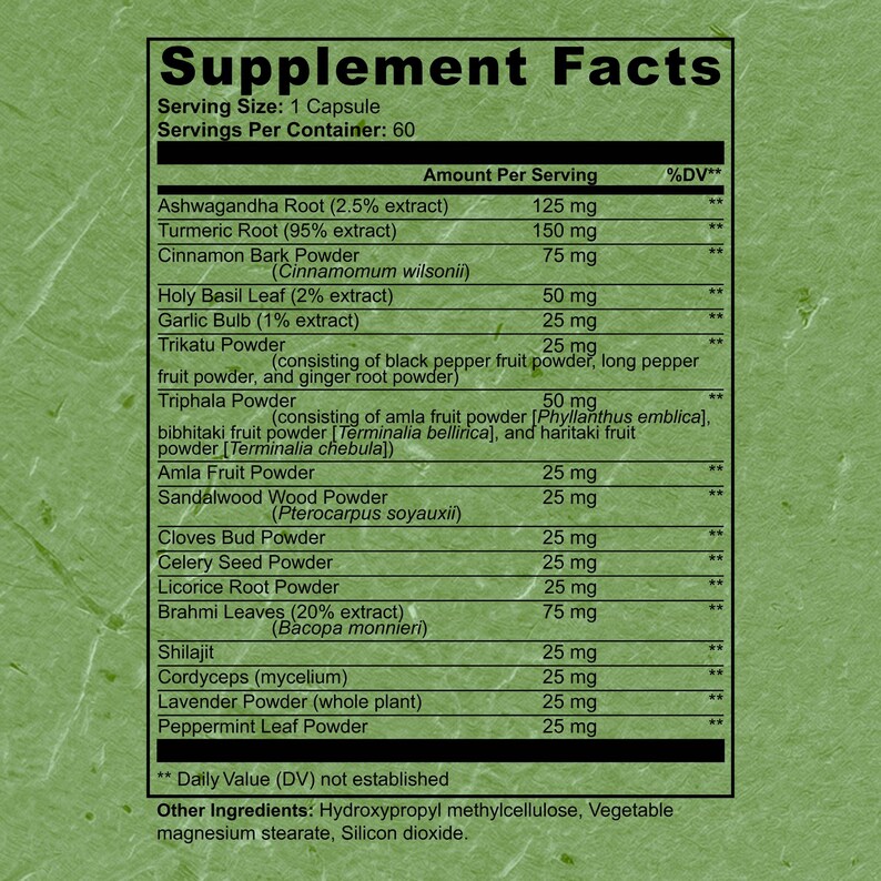 Cápsulas Ayurvédicas Complejo Suplemento Herbal de Rutina, Green Botanicals, Ashwagandha Shilajit, Ritual de Bienestar para la Salud Digestiva imagen 3
