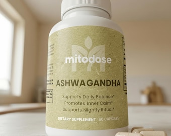 Extrait de racine d'ashwagandha biologique avec poivre noir | Supplément naturel de ginseng | Complexe ayurvédique adaptogène