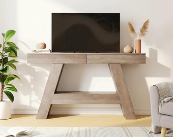 A-Frame Console Table with Storage Shelf, Narrow Entryway Sofa Table