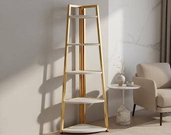 Tribesigns 5-Tier Corner Bookshelf, Modern Wood Bookcase, Space-Saving Furniture