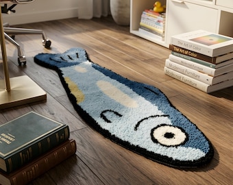 Cute Fish Shaped Rug, Cartoon Floor Mat, Non Slip Bedside Rug, Soft Plush Bedroom Carpet, Living Room Decor Mat, Kitchen Floor Rug