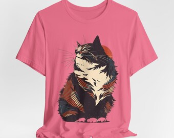 -shirt rétro d'illustration de chat calicot | t-shirt vintage Sun Cat