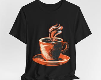 t-shirt vintage tasse à café | Chemise illustration café fumant