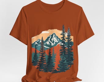 t-shirt pins Sunset Mountain de Zazzle.be Liste d'envies Vous avez des idées ? Chemise paysage forestier pittoresque