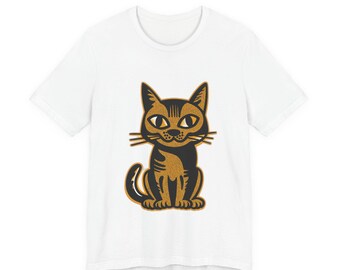 -shirt vintage d'illustration de chat souriant | T-shirt chaton rétro