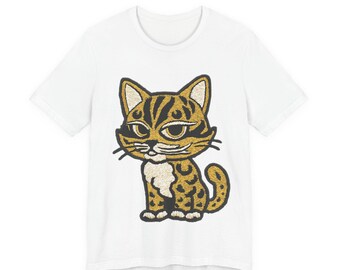 Retro Tabby Cat Illustration Tee | Vintage Patch Style Kitty Shirt