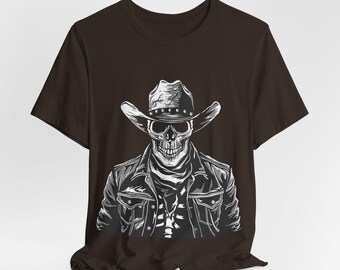 T-shirt de cow-boy tête de mort | T-shirt graphique western squelette