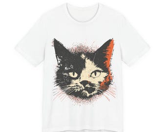 T-shirt en calicot avec portrait de chat | Illustration de chaton pop art