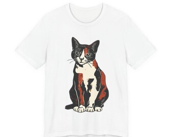 illustration de chat calicot | T-shirt rétro avec illustration de chat