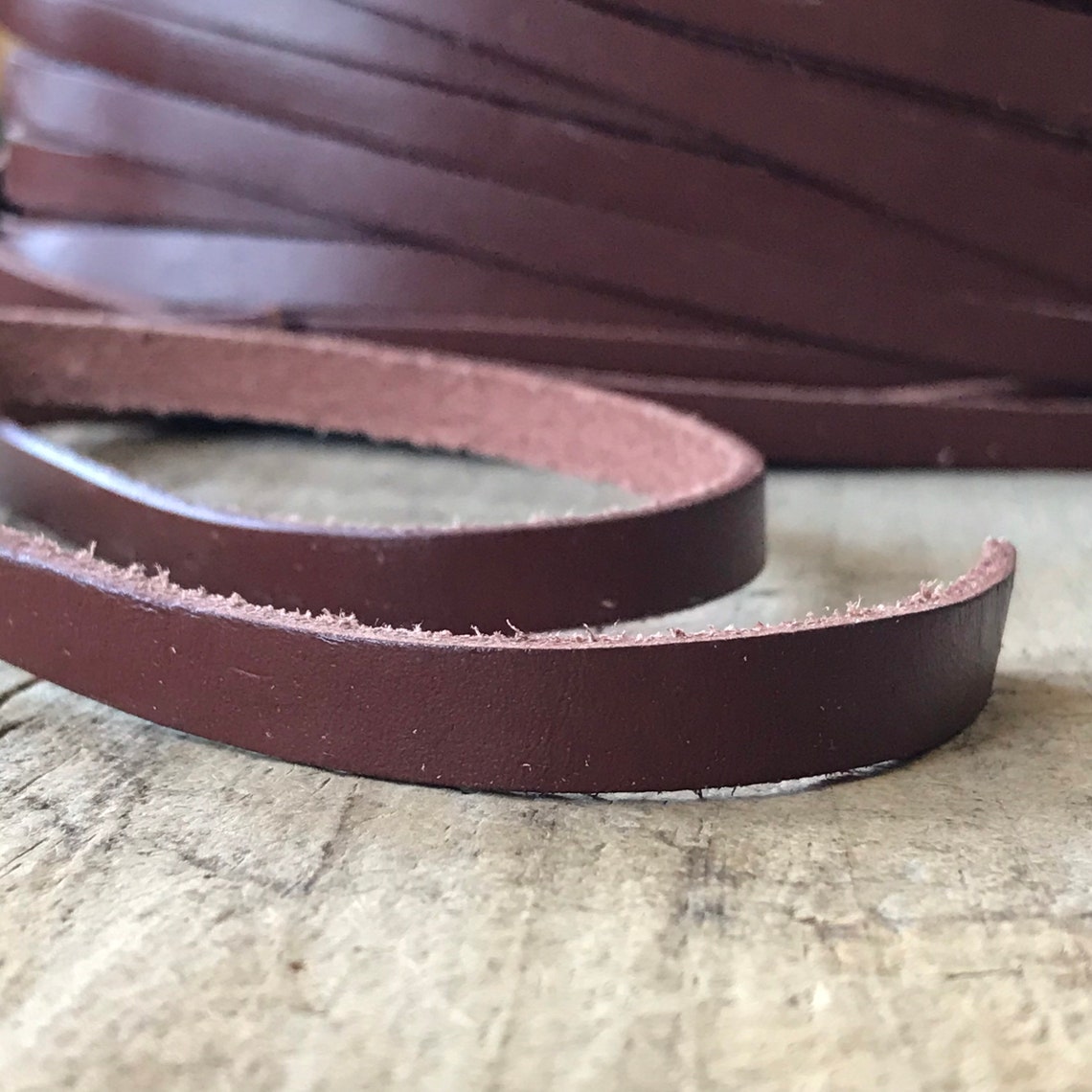 1 Yard 10x3mm Brown Leather Strap, by the Yard, Leather Lace, Belt