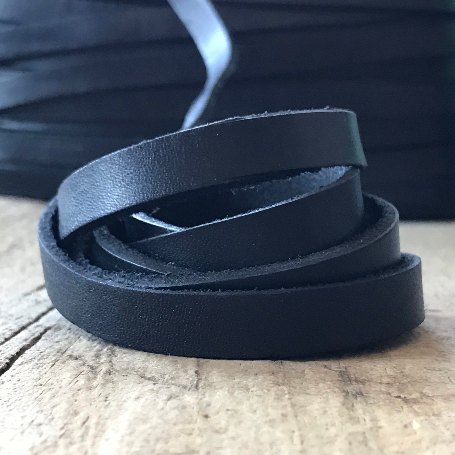 1 Yard 10x3mm Black Leather Strap by the Yard Flat Leather Etsy Canada