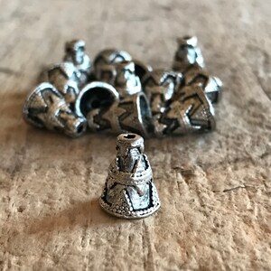 14pc 13x8mm Antique Silver Cone Bead, Aztec Beads, Bead Caps