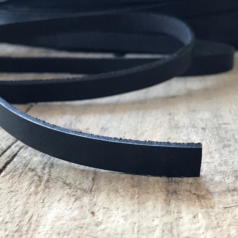 1 Yard 10x3mm Black Leather Strap, by the Yard, Flat Leather Cord ...