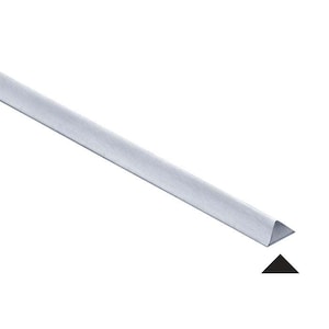 Könnte beinhalten: Ein silbernes Metallzierstück mit dreieckigem Querschnitt. Die Zierleiste ist diagonal über den Rahmen abgewinkelt. Ein schwarzes Dreieck befindet sich in der unteren rechten Ecke.