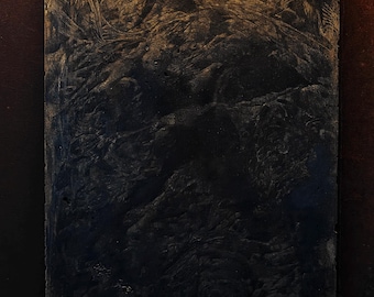 Cuadro de piedra reciclada, obra de arte abstracta, decoración moderna enmarcada (40 x 20 cm)