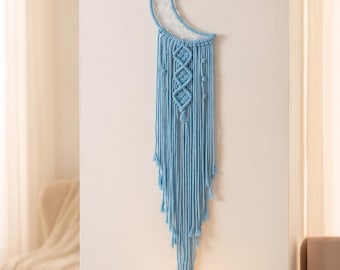 Boho blue moon macrame wall hanging