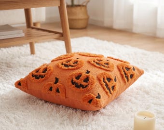 Halloween-Kürbis-Kissenbezug, gruseliger Jack-o'-Lantern-Kissenbezug, niedliche orange Herbstdeko, gotisches Sofakissen