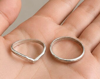 Sterling Silver Knuckle ring, Combo Two Stacking rings, Midi rings, Mid Finger Ring, Knuckle Ring Set, Silver Ring, Duo Silver Ring