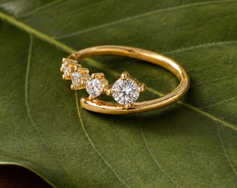 Dainty Ring, Spiral Ring, Wrap Ring, Stackable Ring, CZ Ring, Minimalist Ring, Multi Stone Ring, Bypass Ring, Promise Ring, Gift for Her