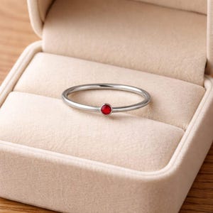 Ruby Ring Solid Silver Red Stacking Ring – Handmade Jewelry for Women, Gift for Her, Jewelry Lover Gift, Gift Item for Etsy image 5
