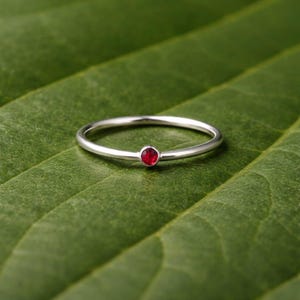 Ruby Ring Solid Silver Red Stacking Ring – Handmade Jewelry for Women, Gift for Her, Jewelry Lover Gift, Gift Item for Etsy image 6