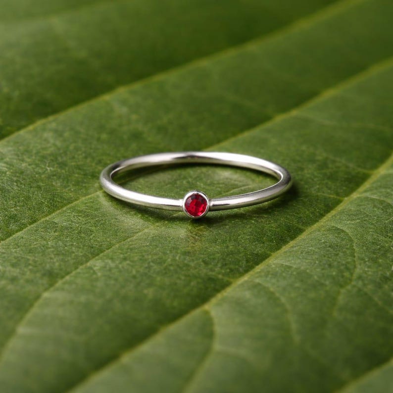 Ruby Ring Solid Silver Red Stacking Ring – Handmade Jewelry for Women, Gift for Her, Jewelry Lover Gift, Gift Item for Etsy image 6
