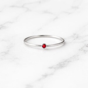 Ruby Ring Solid Silver Red Stacking Ring – Handmade Jewelry for Women, Gift for Her, Jewelry Lover Gift, Gift Item for Etsy image 2