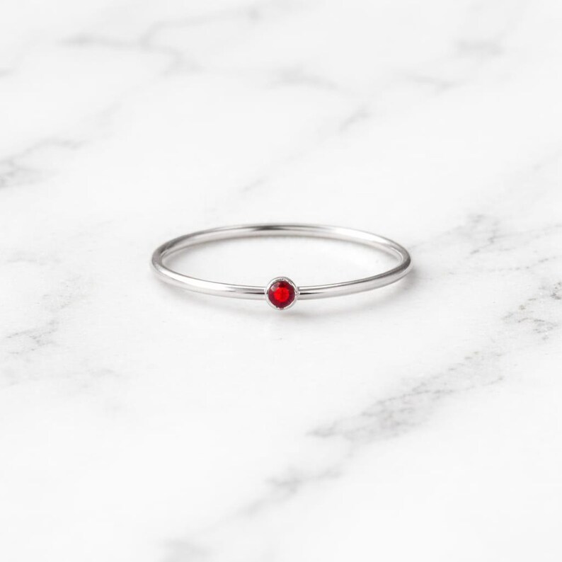 Ruby Ring Solid Silver Red Stacking Ring – Handmade Jewelry for Women, Gift for Her, Jewelry Lover Gift, Gift Item for Etsy image 2