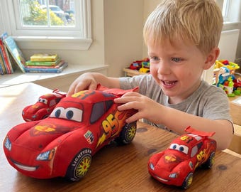 Red Racing Car Plush, Soft Stuffed Sports Car Toy, Cartoon Vehicle Pillow, Speedy Race Car Gift for Kids, Kids Room Decor, 3 Sizes
