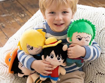 ONE PIECE Plush Doll 23cm, Luffy Ace Zoro Sanji Plushie, Anime Stuffed Toy, Cute Collectible, Gift for Fans
