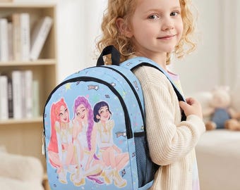Kpop Inspired Aesthetic Backpack,Anime Girl Group Bag, Cute Idol Style Small Backpack, Kawaii School Bag for Girls, Trendy Graphic Backpack