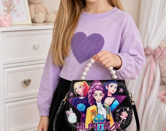Kpop Girl Group Mini Purse with Pearl Handle, Anime Magical Girl Crossbody Bag, Y2K Kawaii Handbag, Cute Idol Concert Bag, Gift for Fan