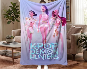 K-Pop Demon Hunters Blanket | Anime Girl Group Fleece Throw | Cyberpunk Manga Aesthetic Bedding | 10 Styles & 5 Sizes