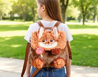 Zootopia Kawaii Plush Animal Crossbody Bag, Cute Animal Backpack, Soft Furry Shoulder Bag, Aesthetic Animal Purse, Gift for Kids, Teens